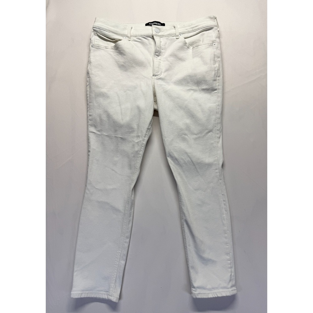 Express Denim Perfect High Rise Stretch Legging Jeans Womens 14S White Cotton‎